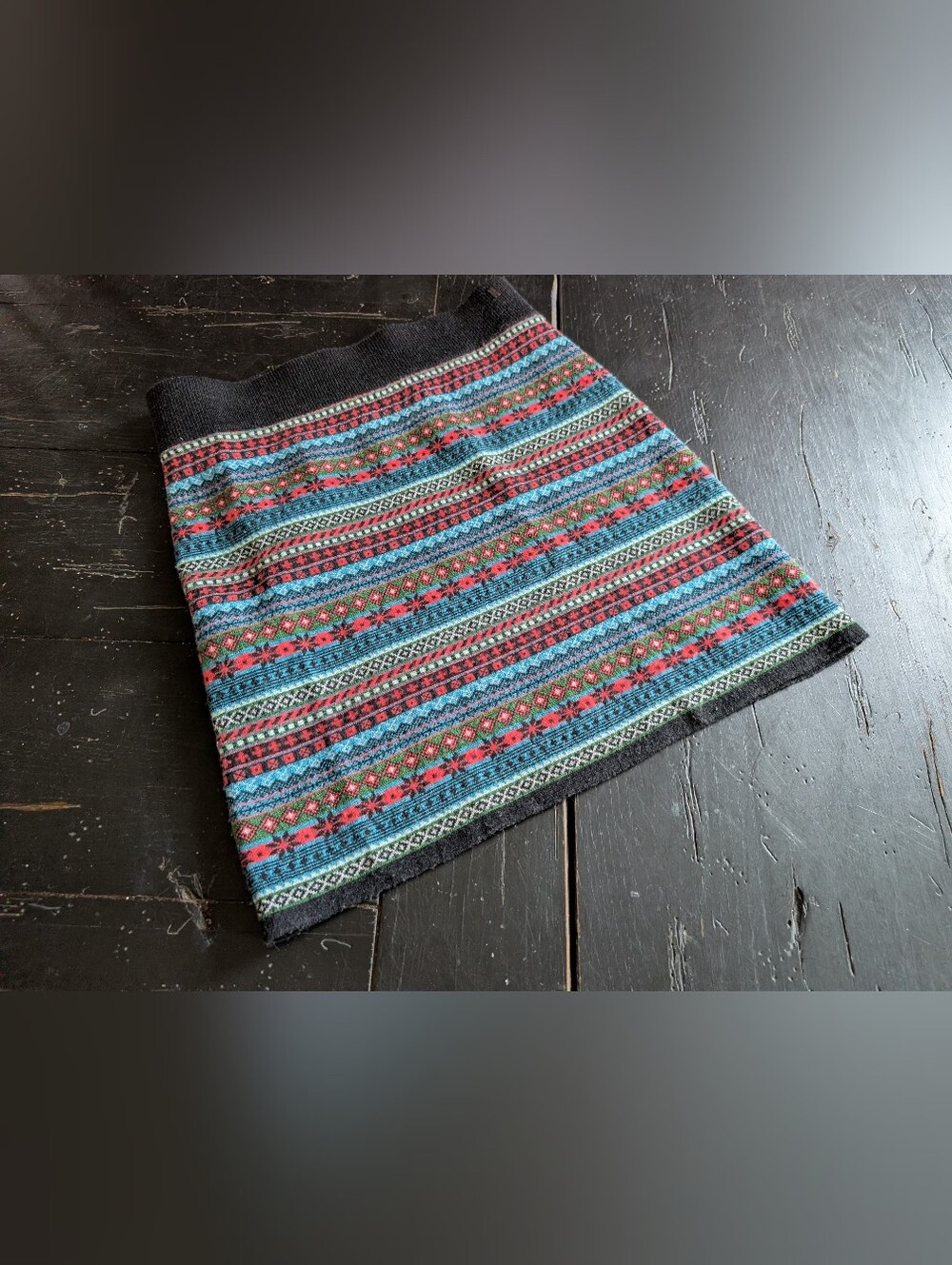 Neve Designs Fair Isle Merino Wool Small Mini Skirt Cottagecore Ski Winter